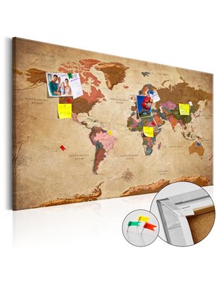 Quadri di sughero  World Map: Brown Elegance [Cork Map]